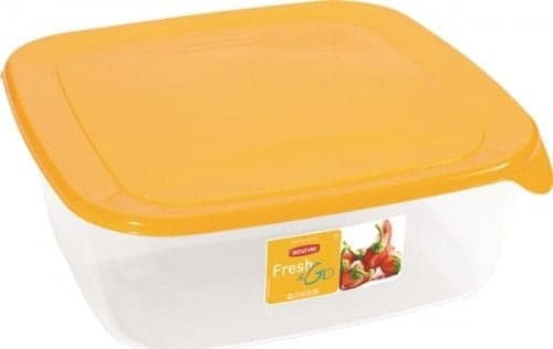CURVER "FRESH&amp;GO" NELIÖN MUOTOINEN RUOKA-ASTIA 2.9L /KELTAINEN/ LÄPINÄKYVÄ