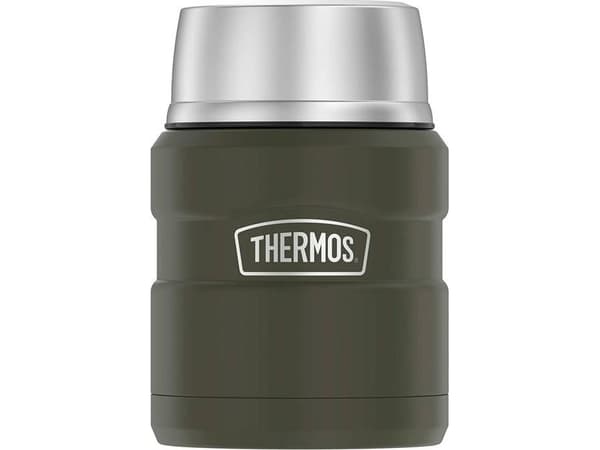 Thermos for food with folding spoon and cup - military green 470 ml