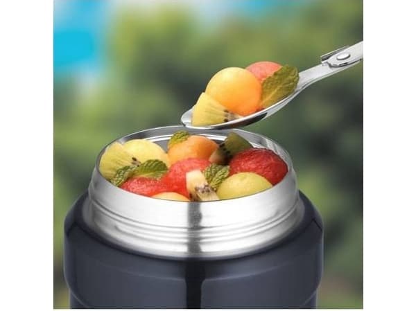 Thermos for food with folding spoon and cup - military green 470 ml