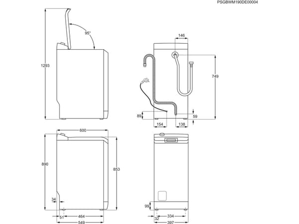 Electrolux EW2TN5261FP Vaskemaskine med topindlæsning 6 kg 1200 omdrejninger pr. minut hvid