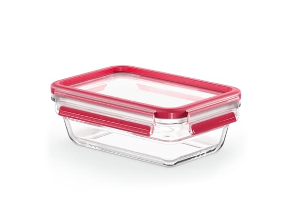 EMSA Clip & Close Glas, Laatikko, Suorakulmainen, 0,7 L, Punainen, Läpinäkyvä, Polypropeeni (PP), Kestomuovinen elastomeeri, 420 °C