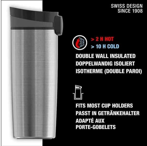 SIGG 8695.50, Musta, Ruostumaton teräs, Ruostumaton teräs, Muovi, Kahvi, 0,27 ml, 7,9 cm