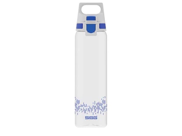 SIGG drinking bottle Total Clear One MyPlanet "Blue" 0.75L (transparent/dark blue, one-hand closure ONE)
