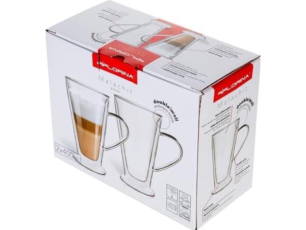 Florina varer i Sosnowiec - Krus og glass Florina Termiske glass med håndtak, dobbel veggkjegle Florina Malachit 2 stk 400 ml () - Morelenet_10755179