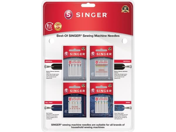 SINGER 250088002, Symaskin, Nålesett, 70, 80, 90, Flerfarget, 25 stykker, Blister