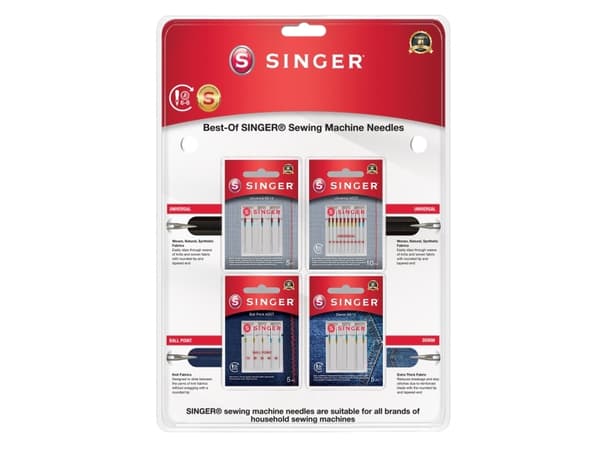 SINGER 250088002, Symaskin, Nålesett, 70, 80, 90, Flerfarget, 25 stykker, Blister