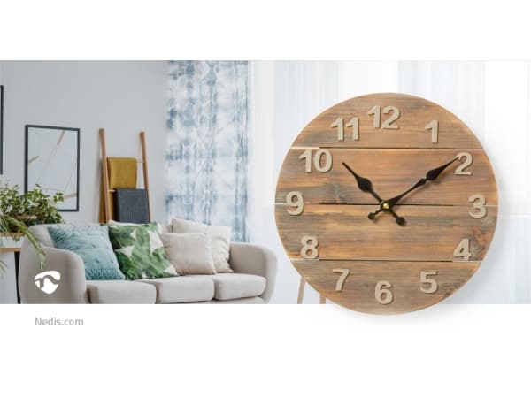 Nedis CLWA002WD30, Vegg, Rund, Brun, Tre, Tre, AA