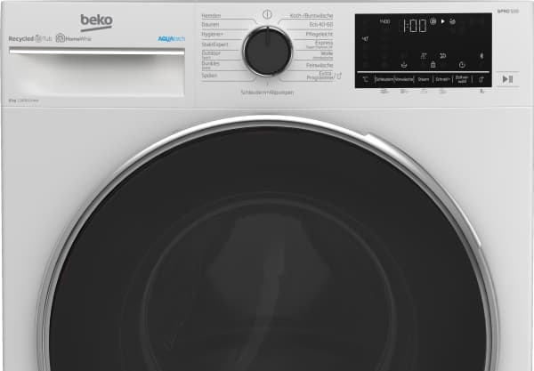 Beko B5WFU58418W, Frontlast, 8 kg, B, 1400 rpm, A, Hvit