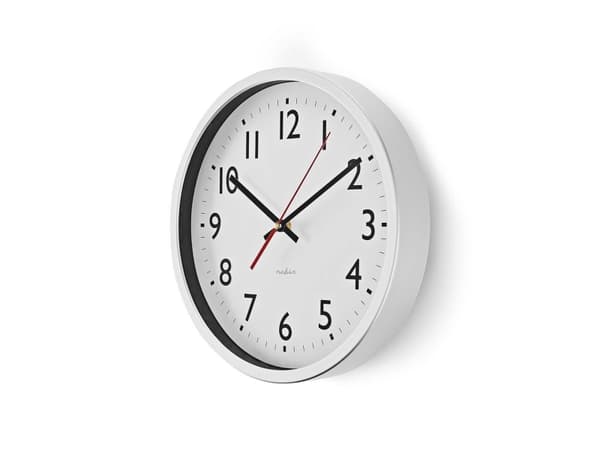 Nedis CLWA110WT, Seinä, Pyöreä, Hopea, Valkoinen, Muovi, Moderni, AA