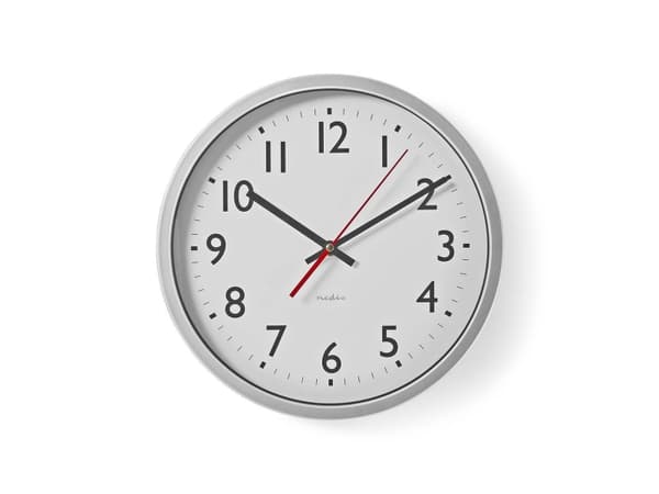 Nedis CLWA110WT, Seinä, Pyöreä, Hopea, Valkoinen, Muovi, Moderni, AA