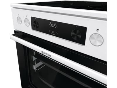 Gorenje GECS6C70WPA, Frittstående komfyr, Hvit, Knapper, Rotasjon, Hvit, Front, LED
