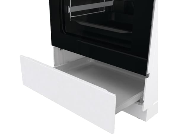 Gorenje GECS6C70WPA, Frittstående komfyr, Hvit, Knapper, Rotasjon, Hvit, Front, LED