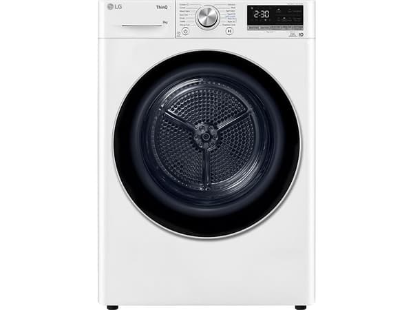 LG RH80V9AV3N, Vapaasti seisova, Edestä täytettävä, Lämpöpumppu, Musta, Valkoinen, Rotaatio, Kosketus, Vasen/oikea