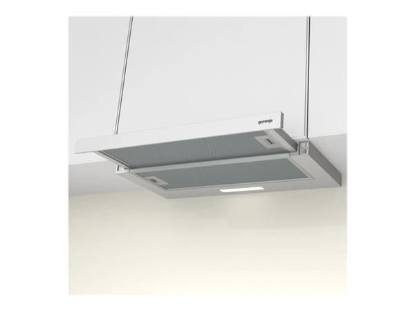 Gorenje Essential TH60E3W - Panser - teleskopisk - bredde: 60 cm - dybde: 30.6 cm - ekstraksjon og resirkulasjon (-) - hvit Hvit