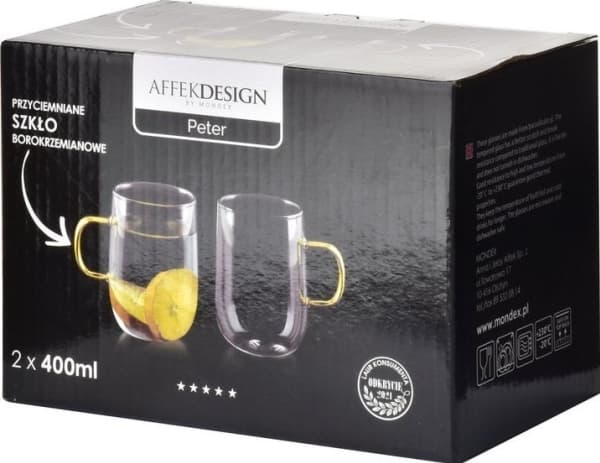 Affek Design PETER Set med 2 400 ml termomuggar 10,5x7,2xh11cm grå