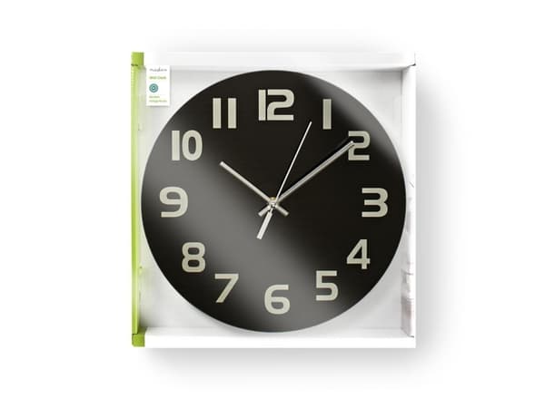 Nedis CLWA006GL30BK, Vegg, Rund, Sort, Glass, Moderne, AA