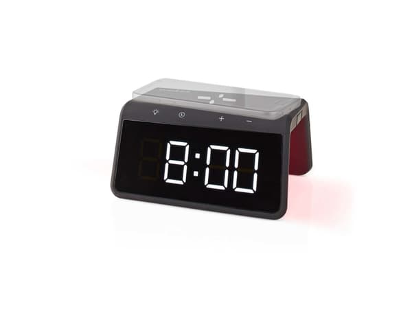 Nedis WCACQ30BK, Digital vekkerklokke, Rektangel, Sort, 24 timers, LCD, Hvit
