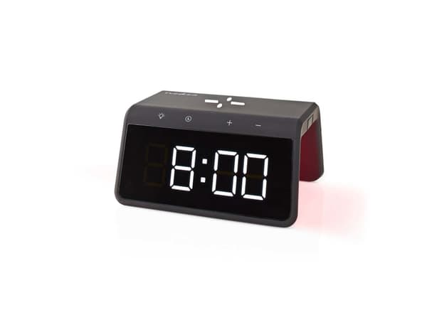Nedis WCACQ30BK, Digital vekkerklokke, Rektangel, Sort, 24 timers, LCD, Hvit