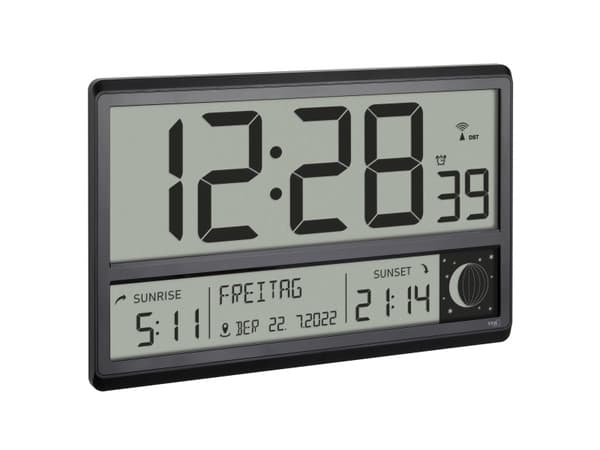 TFA-Dostmann 60.4524.01, Digital vekkerklokke, Rektangel, Sort, 12/24h, Alle kjønn, LCD