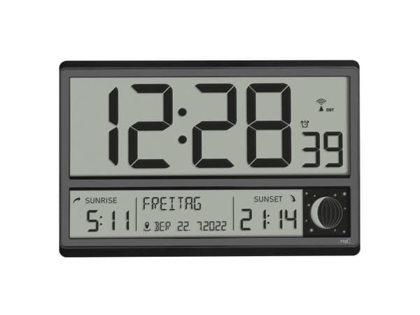 TFA-Dostmann 60.4524.01, Digital vekkerklokke, Rektangel, Sort, 12/24h, Alle kjønn, LCD