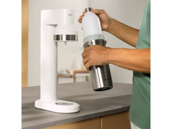 Brita 1046735, Karboneringsflaske, Rustfritt stål, Hvit, Rustfritt stål, 0,9 ml, BRITA sodaTRIO, sodaTRIO pro, 1 stykker