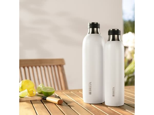 Brita 1046735, Karboneringsflaske, Rustfritt stål, Hvit, Rustfritt stål, 0,9 ml, BRITA sodaTRIO, sodaTRIO pro, 1 stykker