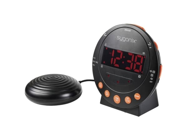 Sygonix SY-5266562 Elektronisk Vækkeur Sort Fluorescerende Tal 2 timertider