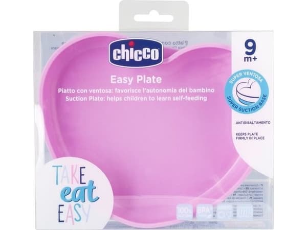 Chicco 00010217100000, Pikkulasten lautanen, Vaaleanpunainen, Silikoni, Poika/tyttö, 0,75 vuosi/vuosia