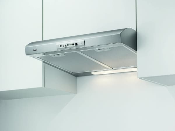 AEG DUB1611M - Kåpa - standard - bredd: 59.9 cm - djup: 51.3 cm - utsug och återcirkulering (med extra återcirkuleringssats) - rostfritt stål