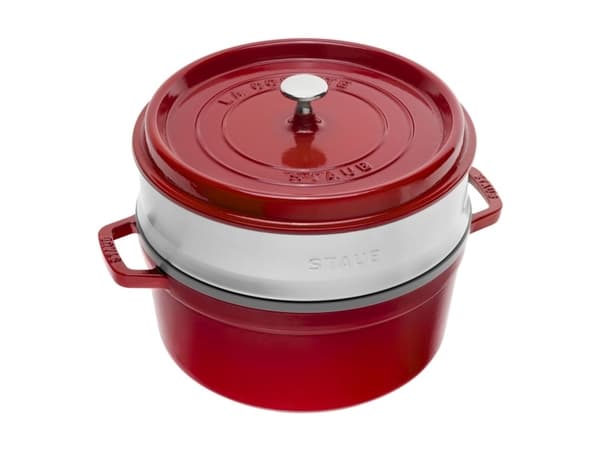 ZWILLING STAUB LA COCOTTE, Stekeform, Rund, Støpejern, Keramisk, Gass, Halogen, Induksjon, Forseglet Plate, Kirsebær (frukt), Emalje