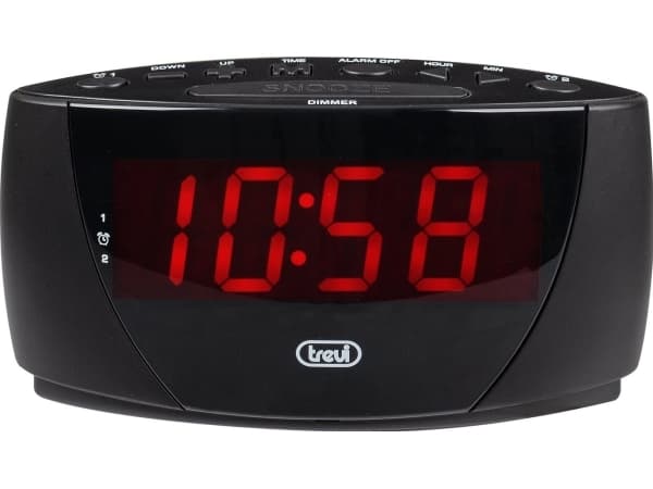 Trevi EC 885, Digital vekkerklokke, Rektangel, Sort, 12/24h, Alarm, Knapper