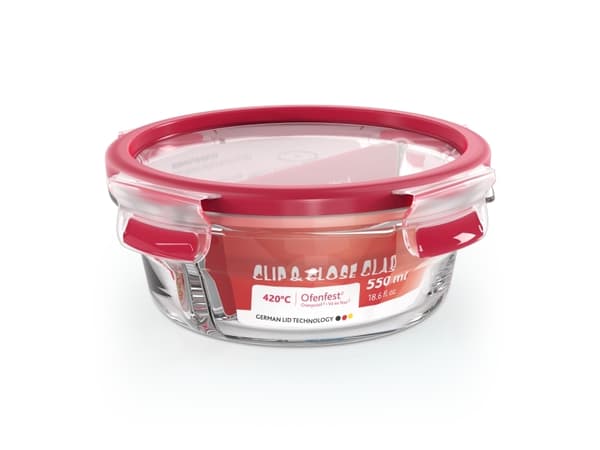 EMSA CLIP & CLOSE N10402, Boks, Rund, 0,55 l, Gjennomsiktig, Glass, 420 °C