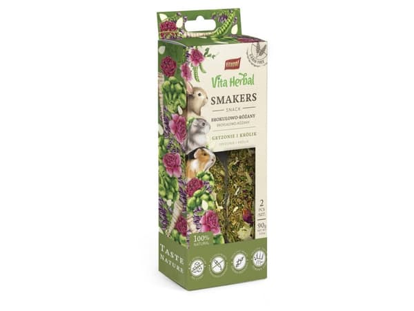Vita Herbal Smakers brokkoli - rose for gnagere og kanin 90 g, 5 stk/display