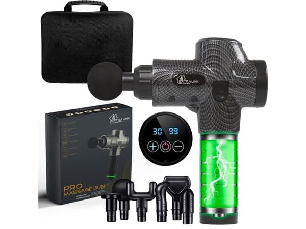 Extralink Massage Gun Pro | Hierontapistooli | 3800 RPM, 6 vaihdettavaa kärkeä