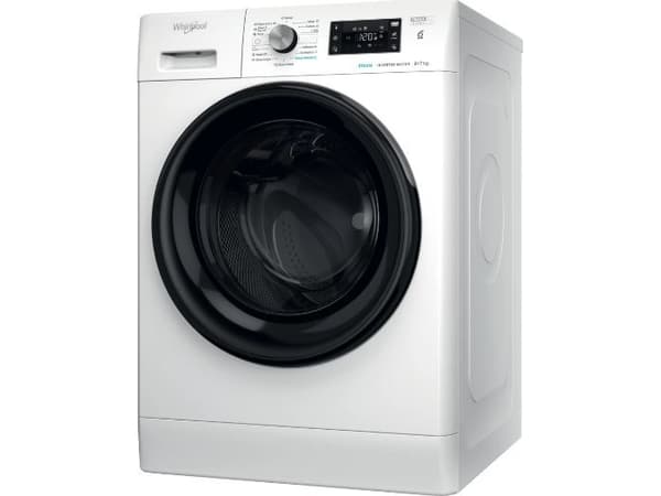 Whirlpool FFWDB976258BVEE, Frontmatet, Frittstående, Hvit, Venstre, Sort, Knapper, Rotasjon