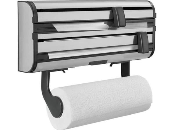 Leifheit 25793, Väggmonterad pappershanddukshållare, Svart, Rostfritt stål, Rostfritt stål, 28 cm, Rektangel, Plast- och aluminiumfolie