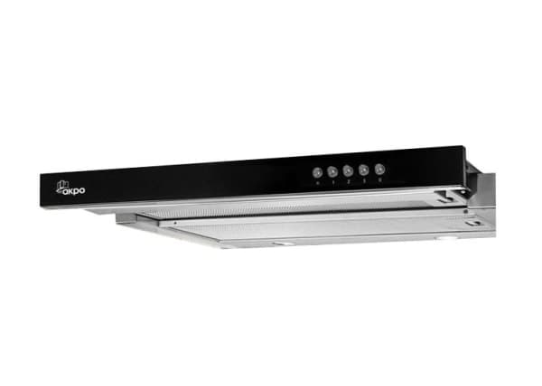 Akpo WK-7 Light Glass, 220 m³/t, Ducted/Resirkulerende, 52 dB, 60 dB, Bygd under, Sort, Rustfritt stål
