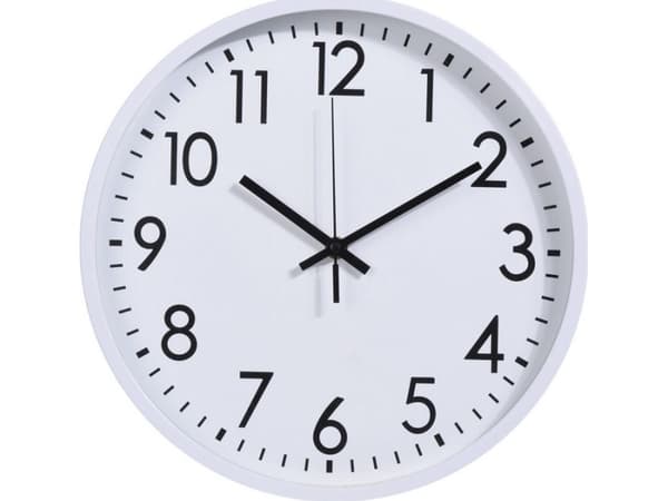 KMTP Moderne rund veggklokke 30 cm Hvit