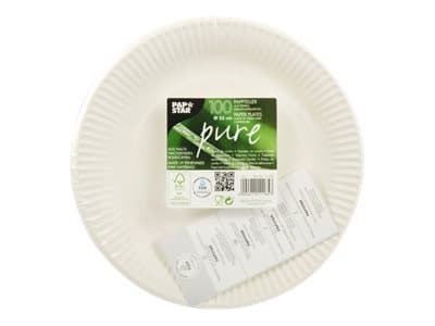 PAPSTAR pure - Tallerken - Størrelse 23 cm - rund - avhendbar - hvit (en pakke 100)