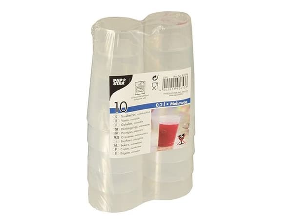Papstar 85194, Single/enkelt, 0,2 l, Translucent, Polypropylen, Kopp, Universell