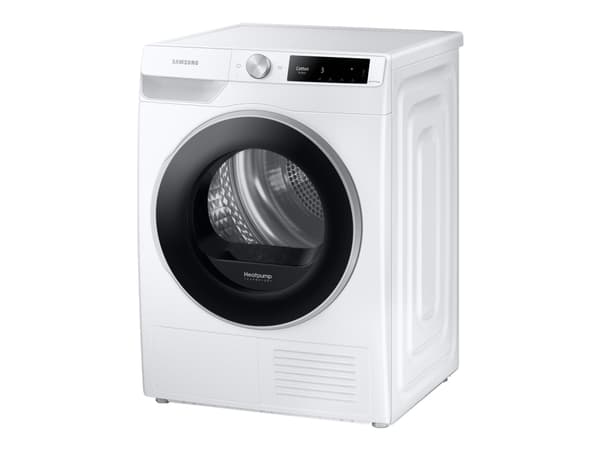 Samsung DV90T6240LE/S7, Vapaasti seisova, Edestä täytettävä, Lämpöpumppu, Valkoinen, Painikkeet, Rotaatio, Kosketus, Vasen Valkoinen