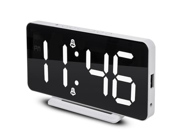 Smartklokke GreenBlue GB383 digital klokke med vekkerklokke og termometerfunksjon Elektronisk klokke LED-skjerm Hvit