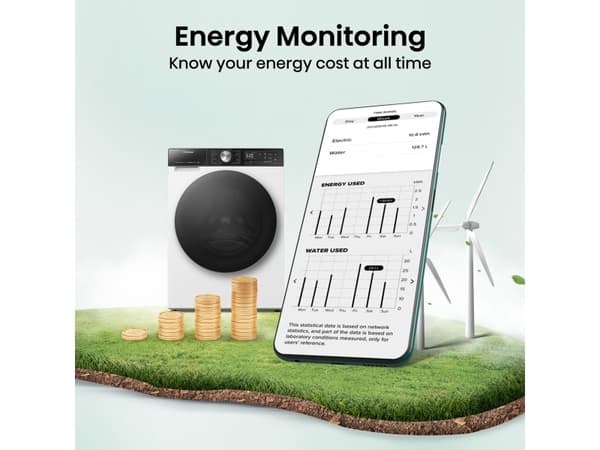 Hisense WF5S1045BW, frontlast, 10,5 kg, B, 72 dB, 1400 o/min, A