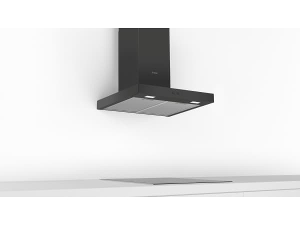 Bosch Serie | 2 DWB66BC60 - Kåpa - skorsten, plan - bredd: 60 cm - djup: 50 cm - utsug och återcirkulering (-) - svart