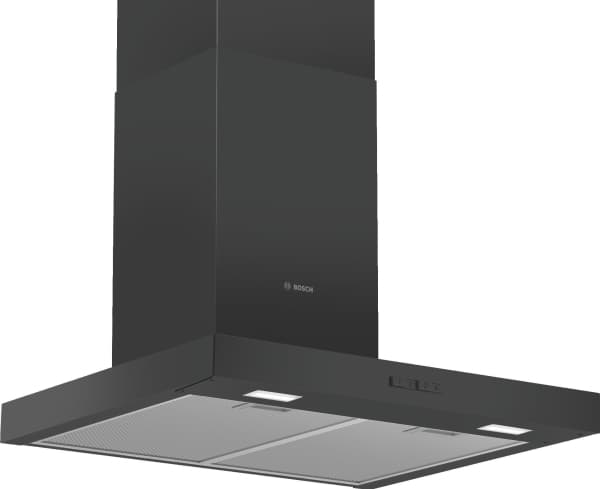 Bosch Serie | 2 DWB66BC60 - Kåpa - skorsten, plan - bredd: 60 cm - djup: 50 cm - utsug och återcirkulering (-) - svart