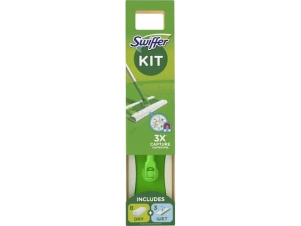 Swiffer Starter Set golvtorkare, torr/våt torkspade med flexibelt vridbart huvud, set bestående av: - 1 del (8001090630612)