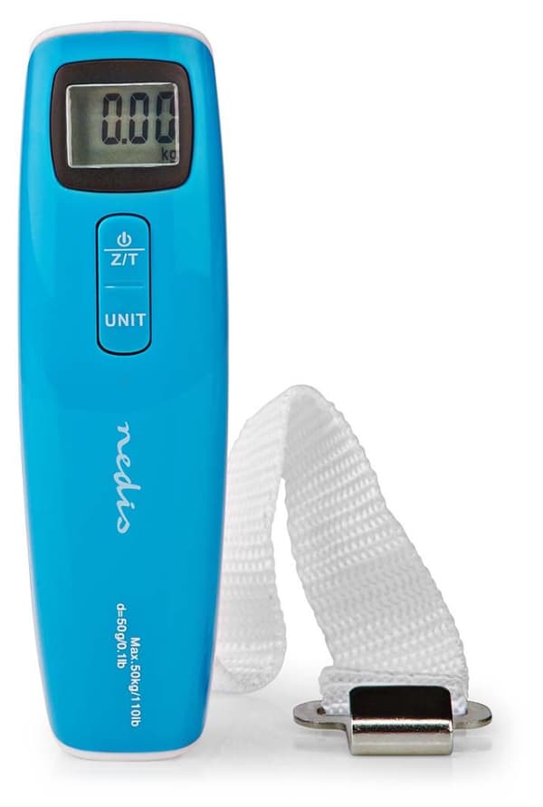 NEDIS digitální váha zavazadel/ max. zatížení 50kg/ modro-bílá