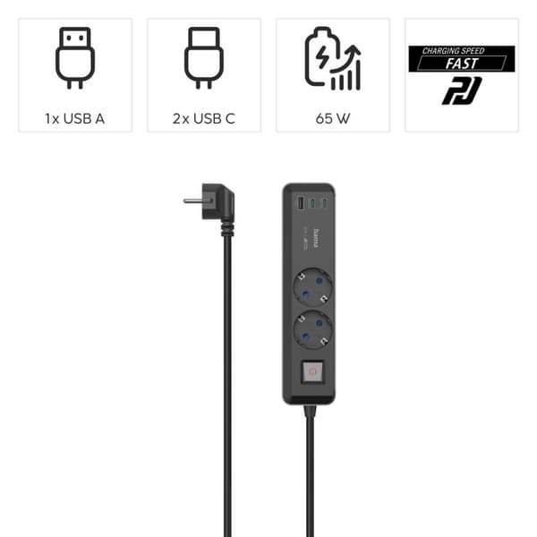 Hama Power Strip, 2-Way, 1.4 m, 223188