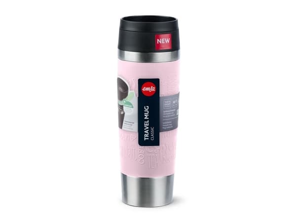 emsa Eristetty muki TRAVEL MUG Classic, 0,5 L., pastellivaaleanpunainen korkealaatuinen, tyhjiöeristetty ruostumaton teräsrunko, huuhteltavissa - 1 k