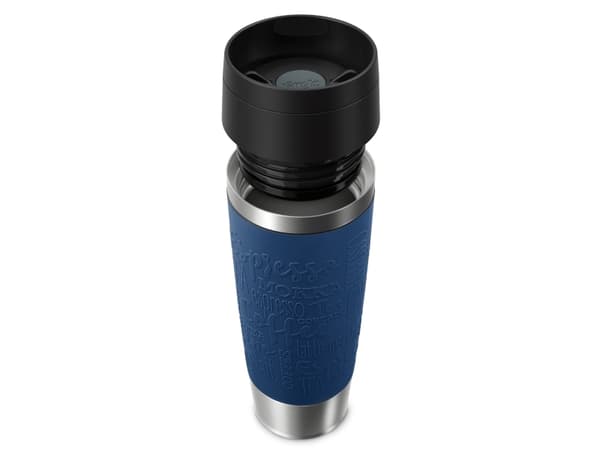 EMSA Travel Mug Classic N2022100, musta, sininen, ruostumaton teräs, silikoni, ruostumaton teräs, polypropeeni (PP), 4 t, 8 t